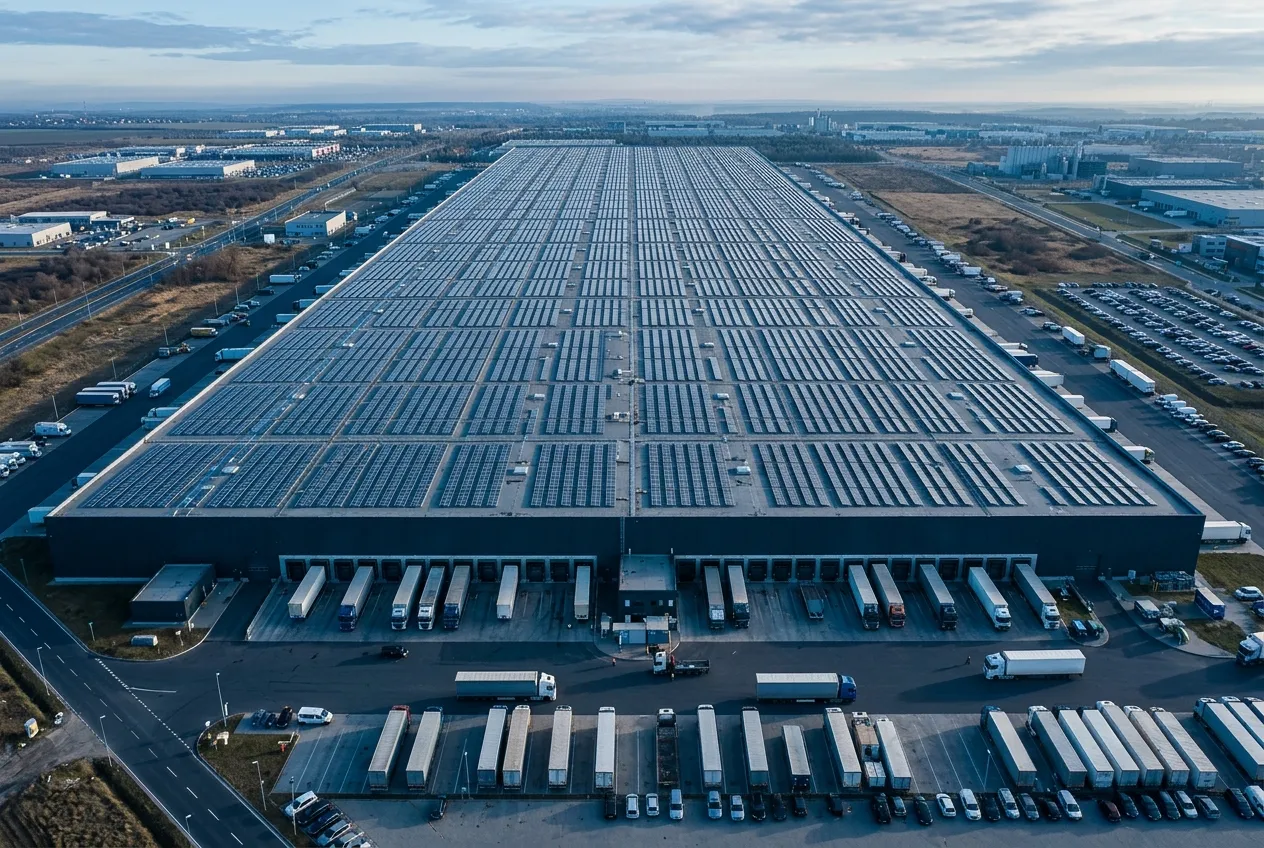 Toiture photovoltaïque sur entrepôt logistique