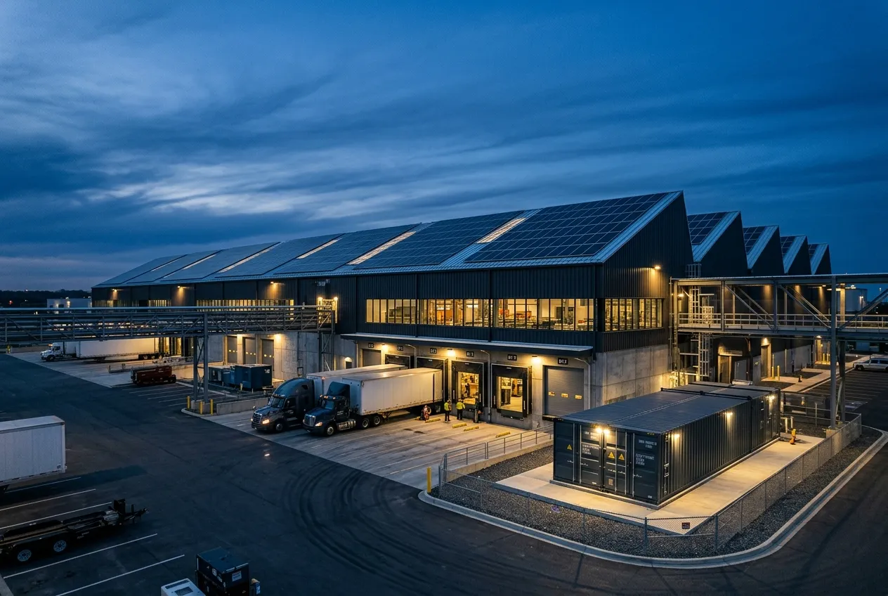 Site industriel avec photovoltaïque et stockage BESS